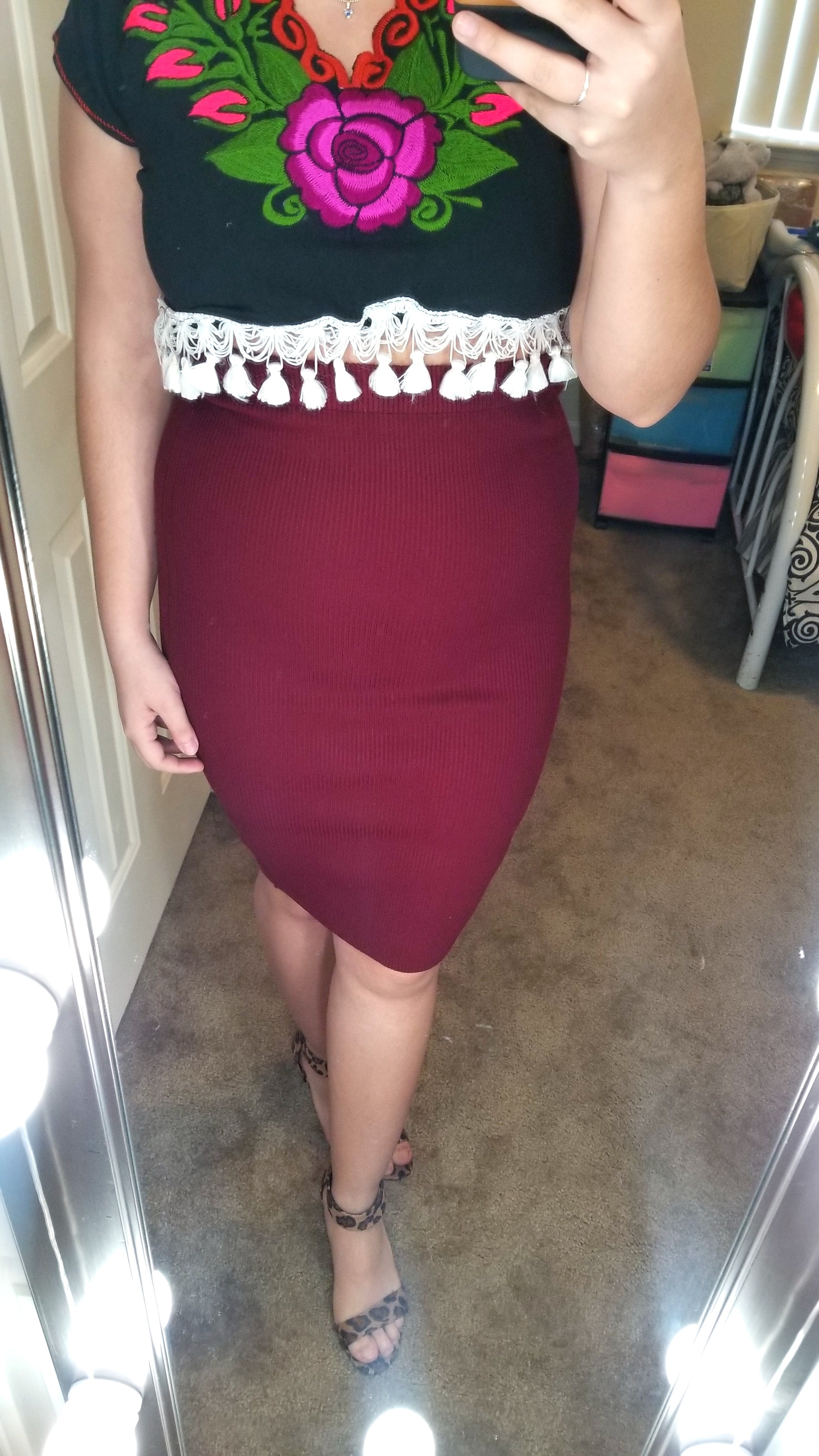 Too Busy Pencil Skirt (Maroon)